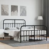 Maison Chic Kovinski Posteljni okvir - Dvoposteljna postelja - Zakonska postelja z vzglavjem in vznožjem črn 140x200 cm, (21696678) | Shoptok.si