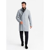 Ombre Men's coat with high collar and asymmetrical fastening - grey melange | shoptok.hr