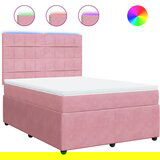vidaXL Box spring postelja z vzmetnico roza 160x200 cm žamet, (21309784) | Shoptok.si