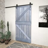 vidaXL Drsna vrata s kompletom vodil 80x210 cm trdna borovina siva Cene