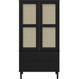  Komoda SENJA crna izgled ratana 90x55x175 cm masivna borovina | shoptok.hr