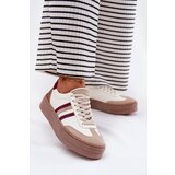 Zazoo Leather Women's Sneakers On Platform N1234 Beige-Red | shoptok.hr