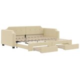 vidaXL Izvlečna dnevna postelja s predali krem 90x200 cm bla | Shoptok.si
