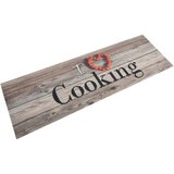 vidaXL Kuhinjska preproga pralna napis Cooking siva 60x180 cm žamet Cene
