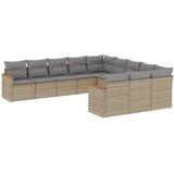Maison Chic Seti vrtnega pohištva - Vrtna garnitura - Vrtni pohištvo set 11-delna z blazinami bež poli ratan, (21816617) | Shoptok.si