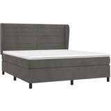  Box spring postelja z vzmetnico temno siva 160x200 cm žamet, (20900512) | Shoptok.si