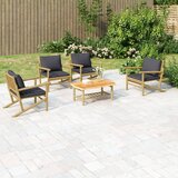 The Living Store Vrtna sedežna garnitura 5-delna temno sive blazine bambus - Vrtna Sedežna Garnitura, (21459436) | Shoptok.si