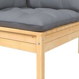 vidaXL vrtni kavč dvosed s sivimi blazinami trdna borovina | Shoptok.si