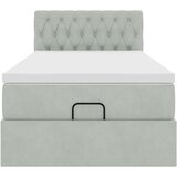 vidaXL Otomanski posteljni okvir z vzmetnico siv 90x190 cm žamet | Shoptok.si