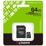 Kingston select plus micro sd 64gb class 10 uhs u1 / v10 150mb/s + sd adapter Memorijska kartica ( SD5153 ) Cene