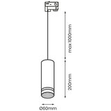  Luster na sajli za 3-fazni šinski sistem PIPE 1xGU10/25W/230V beo | Eponuda.com