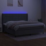  Box spring postelja z vzmetnico LED temno siva 200x200 cm blago, (20761010) | Shoptok.si