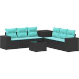  Set sofe 8 kom. Crna i Plava Poli Rattan i čelik | shoptok.hr