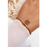 Kesi Women's Slip-on Steel Gold Clover Bracelet