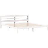 vidaXL Vzglavje s policami belo 200 cm trdna borovina | Shoptok.si