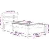  Okvir za krevet masivno drvo bijeli 90x190 cm 3FT jednokrevetni | shoptok.hr