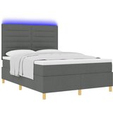 vidaXL Postelja s pomičnim vzmetenjem z vzmetnico in LED Temno siva 160x200 cm Tkanina, (22122908) | Shoptok.si