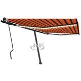 vidaXL ročno zložljiva tenda z led lučkami 400x300 cm oranžna in rjava | Shoptok.si
