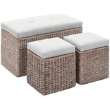 vidaXL Klop z 2 taburejema morska trava sive barve | Shoptok.si