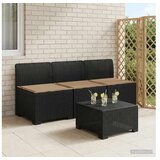 vidaXL Dvosjedni vrtni sofa s jastucima u ratan izgledu 3-sjedalo PP - Antracit 3 x sredina s taupe jastučićem | shoptok.hr