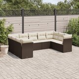 vidaXL 9-dijelni set vrtnih sofa s jastucima poliratan smeđi Cijene