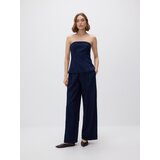 Reserved Wide leg traperice s naborima - mornarsko plava | shoptok.hr
