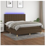 vidaXL Box spring postelja z vzmetnico LED temno rjava 180x2 | Shoptok.si
