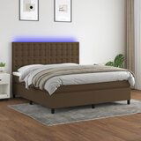 Maison Chic Box spring postelja - Vzmetna postelja z vzmetnico LED temno rjava 160x200cm blago SL3300, (21901385) | Shoptok.si