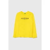 United Colors Of Benetton Otroška bombažna majica z dolgimi rokavi rumena barva