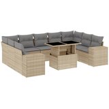  10-dijelni set vrtnih sofa s jastucima bež od poliratana 100 x 55 x 73 cm | Shoptok.si