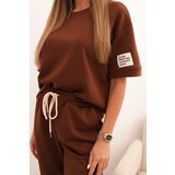Kesi Włoski Women's set made of viscose, butter with short sleeves and pants, chocolate | shoptok.hr