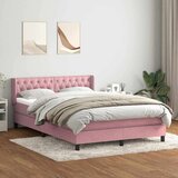  Krevet s oprugama i madracem ružičasti 140x210 cm baršunasti | shoptok.hr