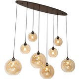 QAZQA Art Deco viseča svetilka temno bronasta z jantarnim steklom ovalna 8-light - Sandra | Shoptok.si