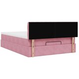  Otomanska postelja z vzmetnico & LEDs roza 140x200cm žamet | Shoptok.si