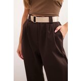 Kesi Włoski Summer Punto trousers with leg closure brown | shoptok.hr