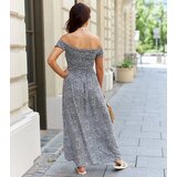 Gemre Mallori Black Maxi Dress with White Flowers | Shoptok.si