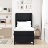  Postelja s vzmetnico - Črna - 80x200 cm - Tkanina, (22052660) | Shoptok.si