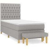 vidaXL Box spring postelja z vzmetnico svetlo siva 90x190 cm blago, (20791567) Cene