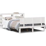Maison Chic Posteljni okvir - Dvoposteljna postelja - Zakonska postelja z vzglavjem bel 150x200 cm trdna borovina, (21694816) | Shoptok.si