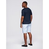 Ombre Men's classic knitted shirt with ribbed cuffs - navy blue | shoptok.hr