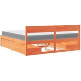  Krevet s ladicama i madracem voštano smeđi 200x200 cm borovina | shoptok.hr