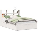 vidaXL Posteljni okvir brez vzmetnice bel 140x190 cm trdna borovina | Shoptok.si