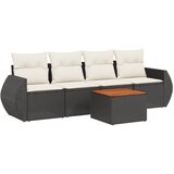 Maison Chic Seti vrtnega pohištva - Vrtna garnitura - Vrtni pohištvo set 5-delna z blazinami črn poli ratan, (21820476) | Shoptok.si
