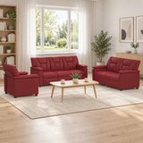  Set sofe 3 pcs Vinska crvena Umjetna koža - boja crnog vina 1-sjedalna + 2-sjedalna (140 cm) + 3-sjedalna | shoptok.hr
