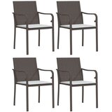  Vrtne stolice s jastucima 4 kom smeđe 56x59x84 cm od poliratana | shoptok.hr