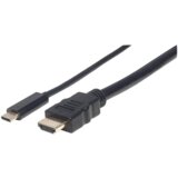 Manhattan 152235 prilagodnik za video kabel 1 m USB Tip-C HDMI Tip A (Standard) Crno Slike