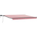 Ručna Ročna retraktibilna tenda z LED rdeča in bela črtasta 450x350 cm, (22150059) | Shoptok.si