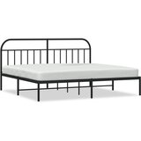 The Living Store Kovinski posteljni okvir z vzglavjem črn 193x203 cm - Posteljni Okvir, (21524024) | Shoptok.si