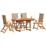  5-dijelni vrtni blagovaonski set od drva bagrema i tekstilena | Eponuda.com