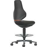 bimos Vrtljiv delovni stol TEXON, laboratorij + proizvodnja, kolesa z zaviranjem med sedenjem + nožni obroč, nastavitev višine 570 - 810 mm, črno blag | Shoptok.si
